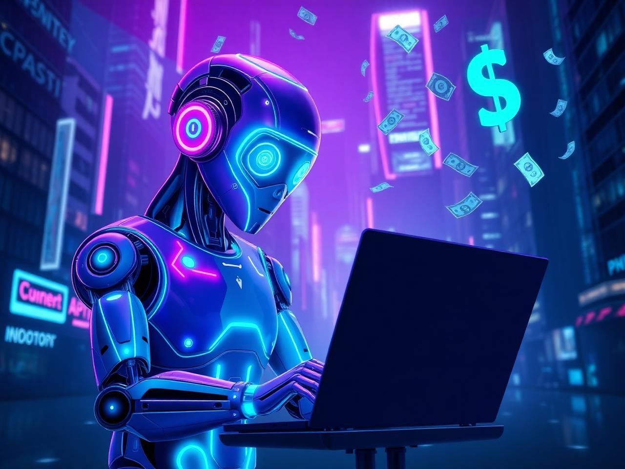 Robô de IA gerando renda